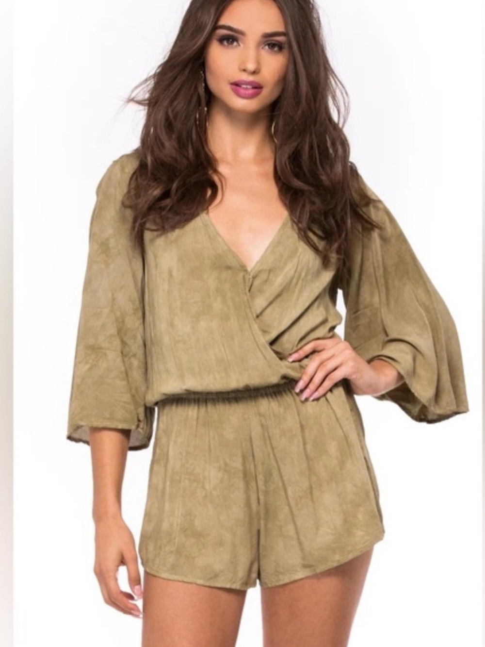 Blue Life Olive Wrap-Front Short Jumpsuit